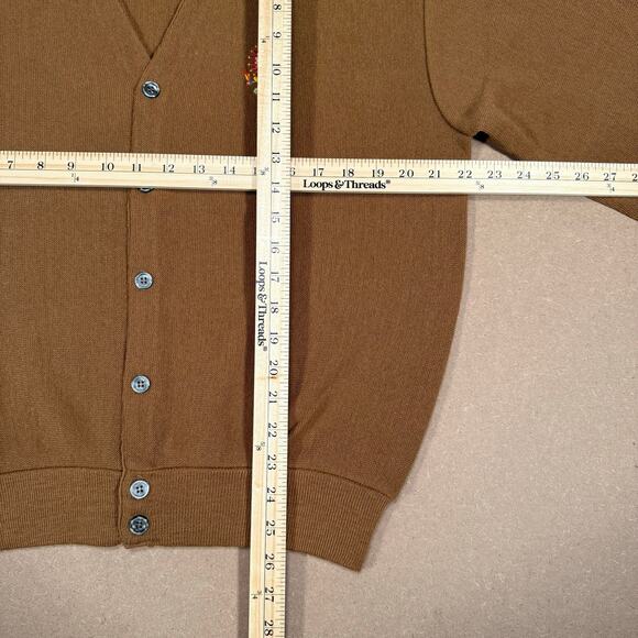 Vintage Southwest Native American Cardigan Sweater Brown Orlon Knit USA 90s - Picture 7 of 7